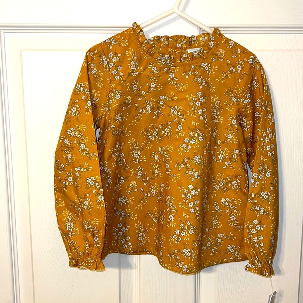 NWT Edgehill girls size 4T mustard color print top.